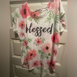 Floral 'Blessed' Graphic Tee